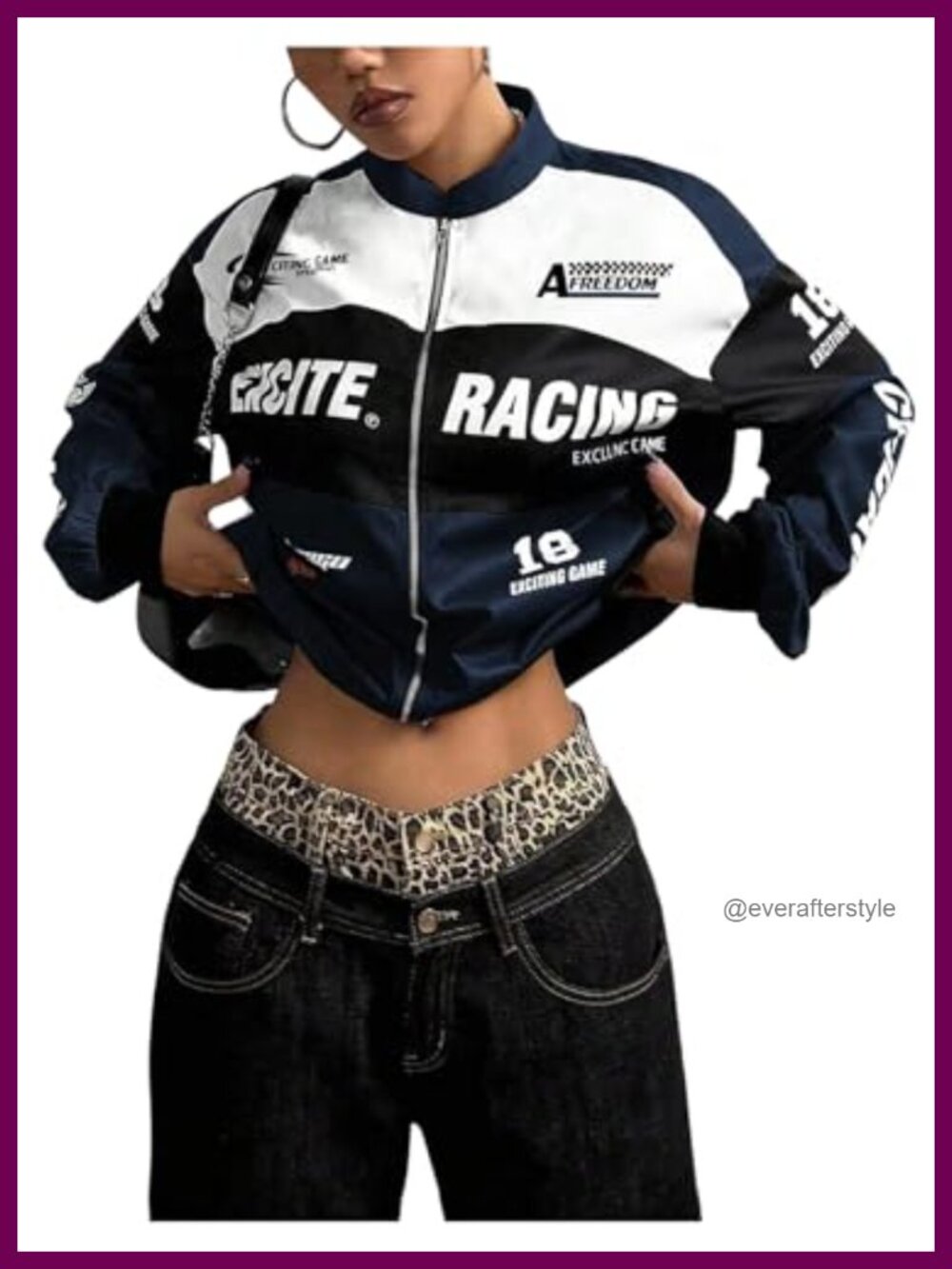 Women's Racing Graphic Zip Up Casual Jacket Long Sleeve Streetwear